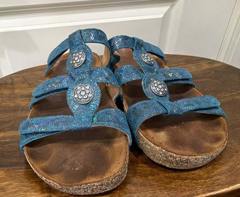 Josef Seibel Tonga 04 Size 40 Blue Floral Sandals B1